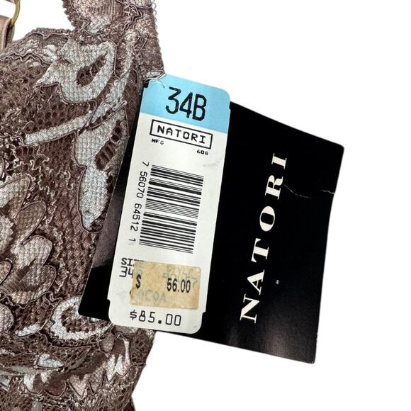 Natori Lace Teddy Bodysuit 34B New NWT Taupe Sheer Romantic Scalloped 90457 - Picture 4 of 7